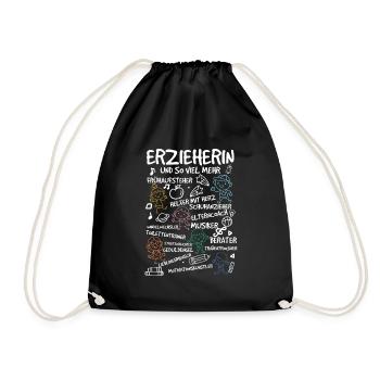 ERZIEHERIN - Kindergarten Kita Geschenkidee - Turnbeutel - Schwarz - Vorne