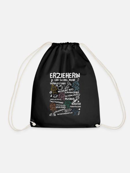 ERZIEHERIN - Kindergarten Kita Geschenkidee - Turnbeutel - Schwarz