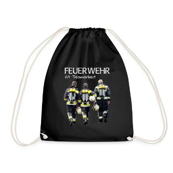 Feuerwehr ist Teamarbeit - Turnbeutel - Schwarz - Vorne