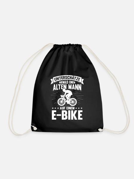 E Bike Alter Mann Opa Spruch Geschenkidee - Turnbeutel - Schwarz