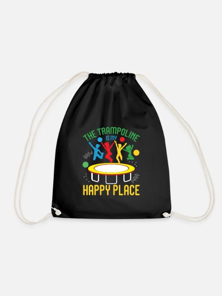 Trampoline is my happy place - Jumping Trampolin - Turnbeutel - Schwarz
