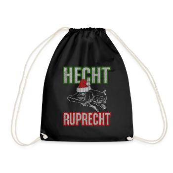 Hecht Ruprecht - Angler Geschenk - Turnbeutel - Schwarz - Vorne