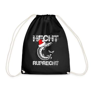 Hecht Ruprecht - Angeln, Geschenk, Weihnachten - Turnbeutel - Schwarz - Vorne