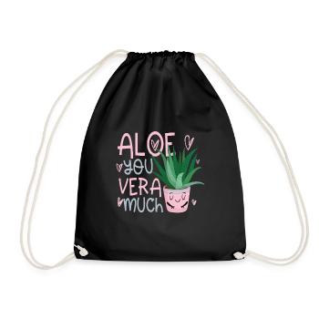 Aloe you vera much Valentinstag Verliebte - Turnbeutel - Schwarz - Vorne