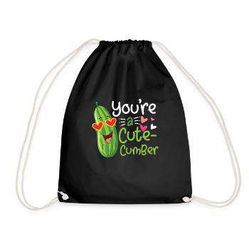 A cute cumber Valentinstag Spruch Gurke - Turnbeutel - Schwarz - Vorne