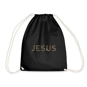 Jesus Colorful Water Drop Scripture - Drawstring Bag - black - Front