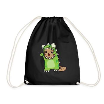 Cat Dino Trex Tyrannosaurus costume dinosaur - Drawstring Bag - black - Front