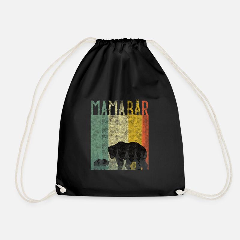 Mama Bear and Baby Bear Mother's Day gift idea - Drawstring Bag - black
