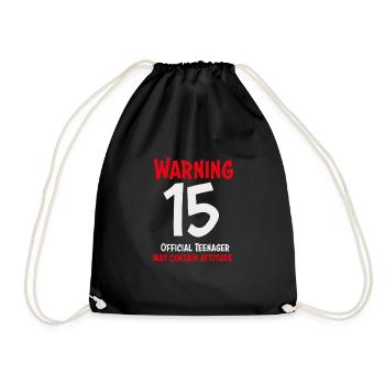 15th birthday 15 years gift teenager - Drawstring Bag - black - Front