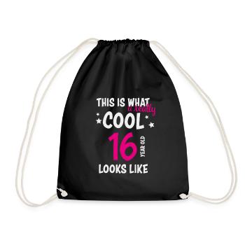 16th birthday 16 years gift teen - Drawstring Bag - black - Front