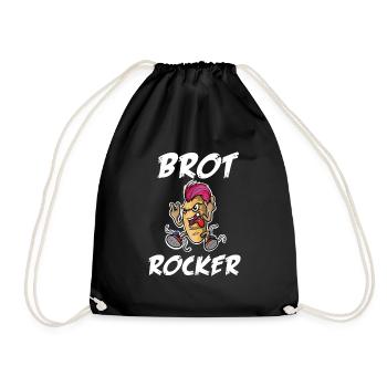 Brot Rocker Bäcker Rock'n' Roll Bäckerei - Turnbeutel - Schwarz - Vorne