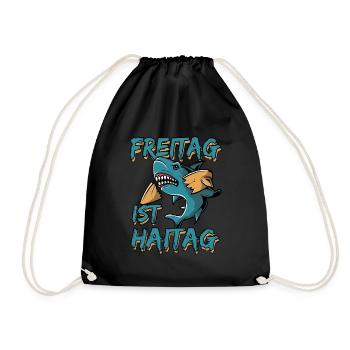 Friday is Haitag Funny word game weekend - Drawstring Bag - black - Front