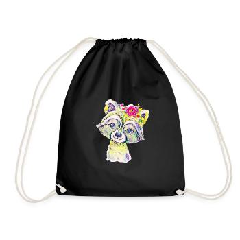 racoon - Drawstring Bag - black - Front