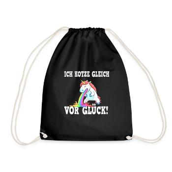 Im puking for happiness - unicorn JGA - Drawstring Bag - black - Front