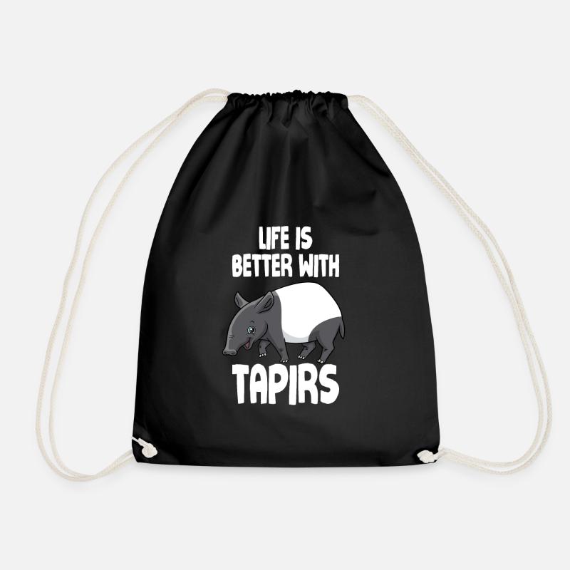 Das Leben ist schöner mit Tapirs - Turnbeutel - Schwarz