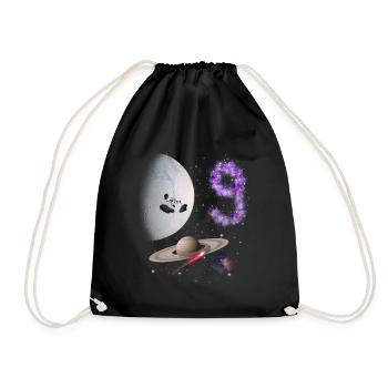 9th Birthday Kids Space - Drawstring Bag - black - Front