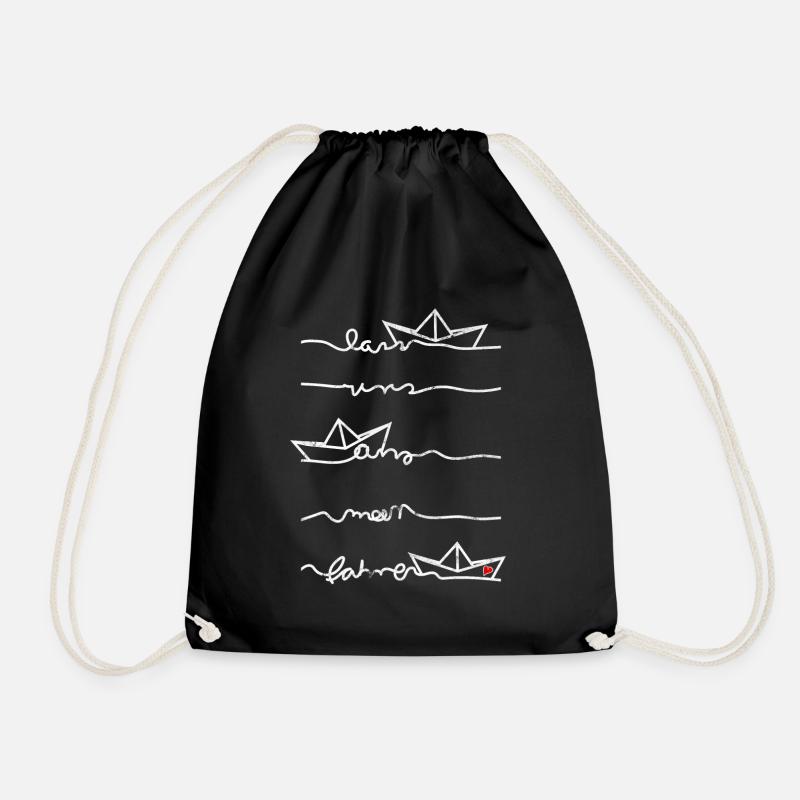 Papierschiff Meer Papierboot Papierschiffchen - Turnbeutel - Schwarz