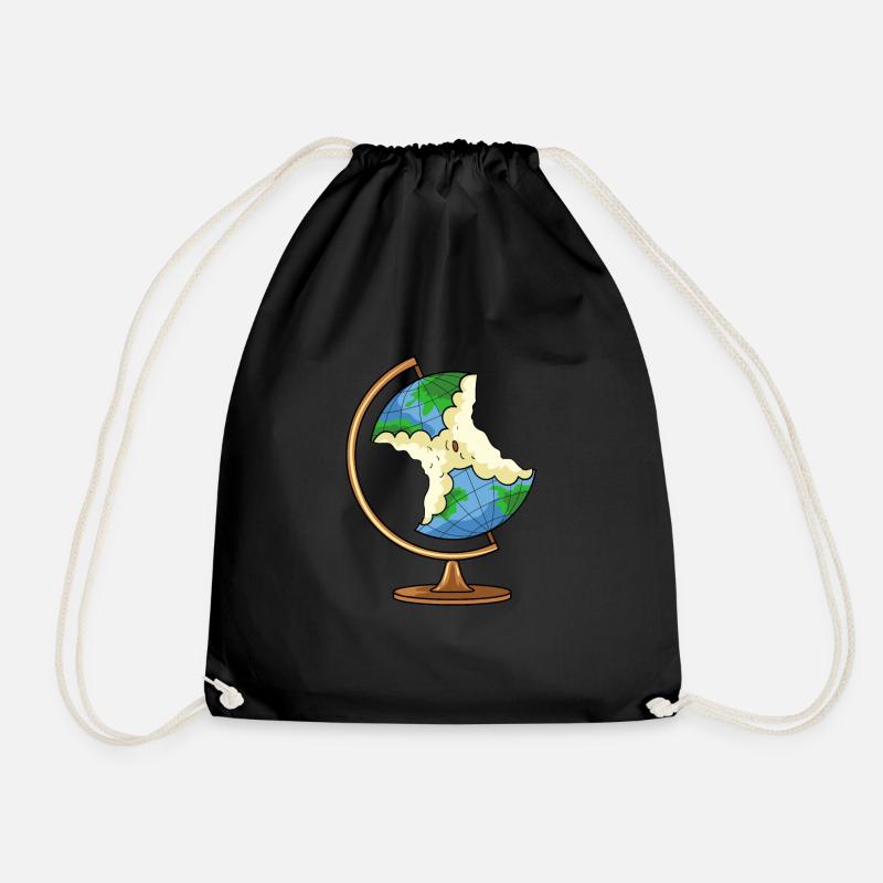 Globus Earth Apple Climate Protection Climate Change - Drawstring Bag - black