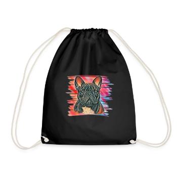 French bulldog - Drawstring Bag - black - Front