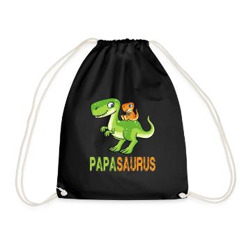 Papasaurus Long Neck Son Papa Father's Day Dinosaur - Drawstring Bag - black - Front