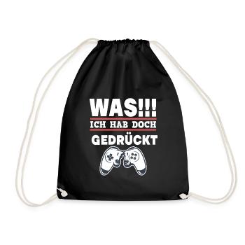 Gamer Zocker Gaming Spruch Ich hab doch gedrückt - Turnbeutel - Schwarz - Vorne