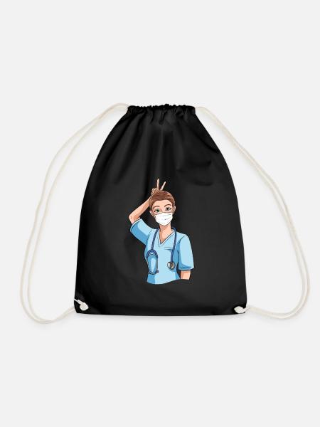 Infirmière drôle avec humour - Sac de sport léger - noir