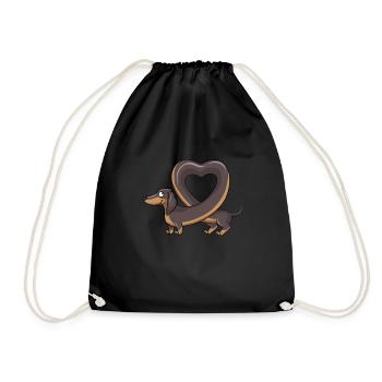 Teckel mignon faisant une forme de coeur. conception - Sac de sport léger - noir - Devant
