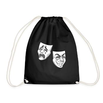 Theater comedy tragedy masks design - Drawstring Bag - black - Front