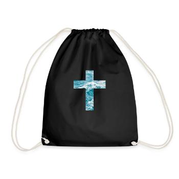 Living Water Christian Cross - Drawstring Bag - black - Front