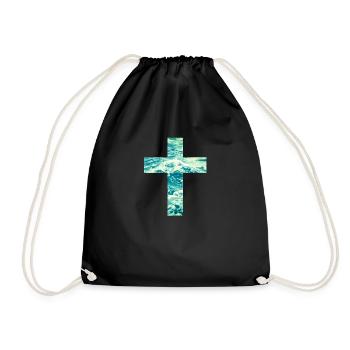 Living Water Christian Cross - Turnbeutel - Schwarz - Vorne