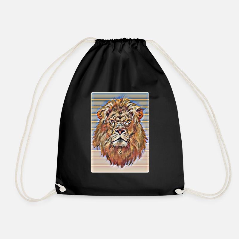 lion - Drawstring Bag - black
