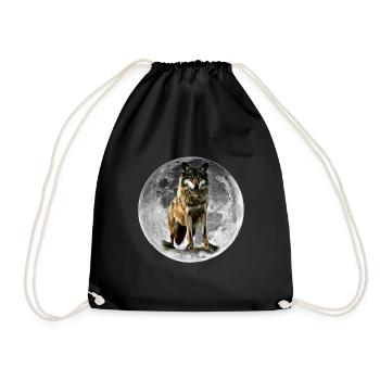 wolf - Drawstring Bag - black - Front