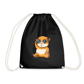Mignon petit cochon d'Inde avec des lunettes de soleil - Sac de sport léger - noir - Devant