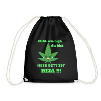 Lustiger Spruch mit Hanf ,Cannabis als Geschenk. - Turnbeutel - Schwarz - Vorne