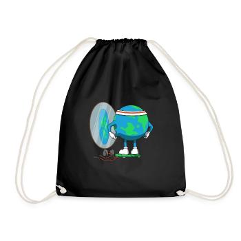 Terre plate de forme physique de globe terrestre de régime drôle - Sac de sport léger - noir - Devant