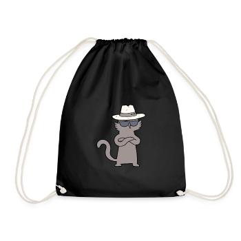 Cool cat chartoon character boy girl kid - Drawstring Bag - black - Front