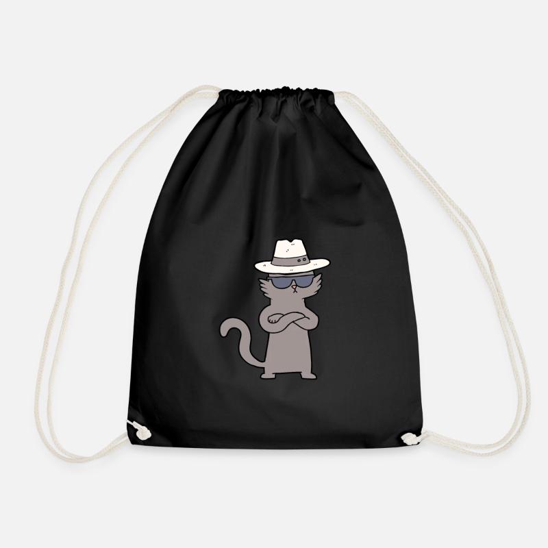Coole Katze Chartoon Charakter Junge Mädchen Kind - Turnbeutel - Schwarz