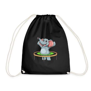 Funny elephant trampoline jumping - Drawstring Bag - black - Front