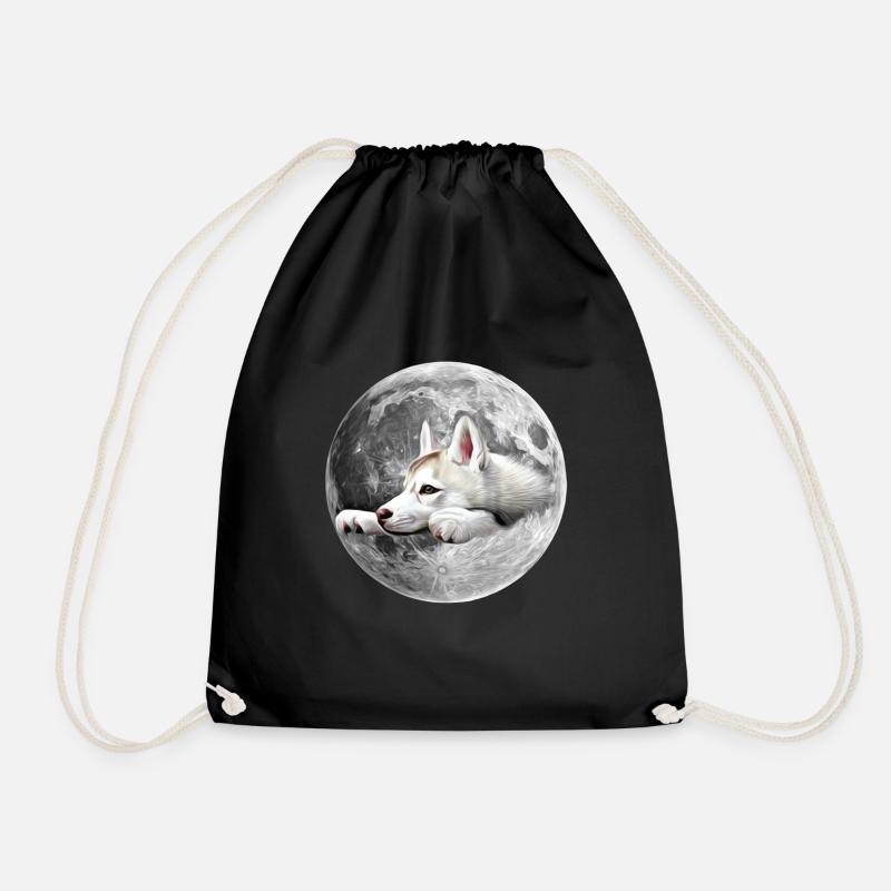 Wolf - Drawstring Bag - black