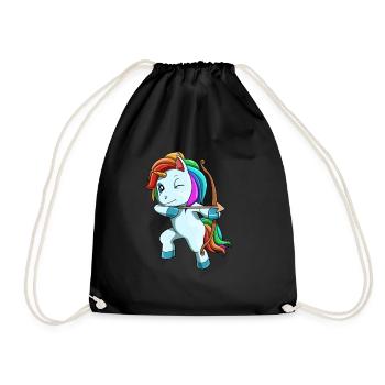 Cute Unicorn Arrow Bow - Drawstring Bag - black - Front