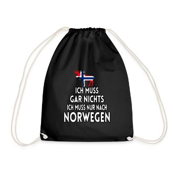 Ich Muss Gar Nichts Ich Muss Nur Nach Norwegen - Turnbeutel - Schwarz - Vorne