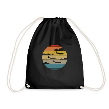 C-130 Hercules Silhouette Rétro coucher de soleil Fl - Sac de sport léger - noir - Devant