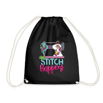 Stitch Happens - Drawstring Bag - black - Front