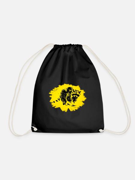 raccoon - Drawstring Bag - black