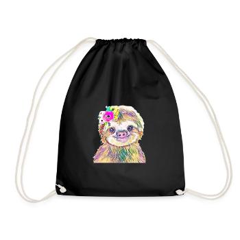 sloth - Drawstring Bag - black - Front