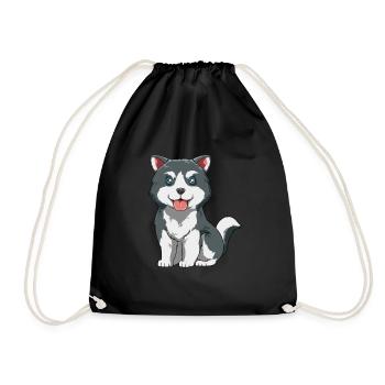 Husky Welpe - Turnbeutel - Schwarz - Vorne