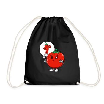Lustige Fitness Tomate Chili Abnehmen - Turnbeutel - Schwarz - Vorne