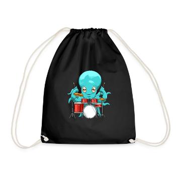 Squid Drummer - Drawstring Bag - black - Front