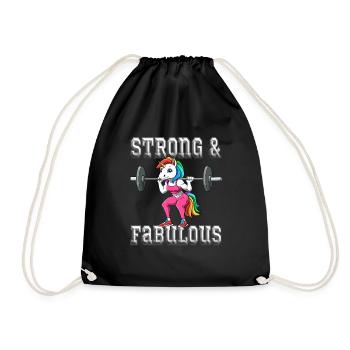 Fitness Unicorn Muscle Training Unicorn - Drawstring Bag - black - Front