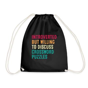 Introverted But Willing To Discuss Crossword - Drawstring Bag - black - Front